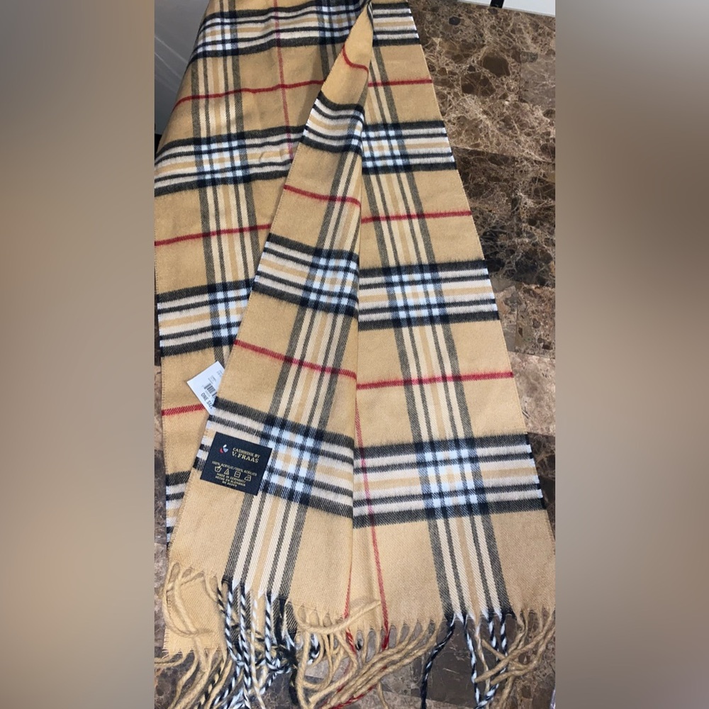 Classic Tan Plaid Scarf
